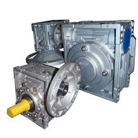 Two large grey metal gear boxes for boat lift repairs
